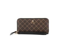 Nine West Women's Lockup 9 Zip Around Wallet with Wristlet etta, Tote, Purse, ava, Bag, Designer, Brown Black, One Size