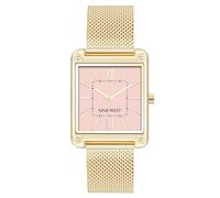Nine West Women's Mesh Bracelet Watch, Gold/Pink, NW/2090PKGB