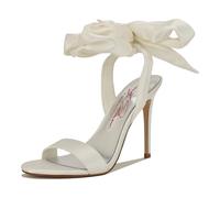 Nine West Women's Mmonroe Heeled Sandal, White Satin 140, 6