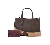 Nine West womens Pauline Mini Tote Crossbody, Dark Brown Logo Boysenberry, Medium