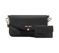 NINE WEST Women's Peaches Mini Crossbody Flap, Black, One Size
