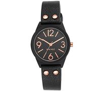 Nine West Women's Quartz Watch with Black Dial Analogue Display and Black Polyurethane Strap NW/1932BKRG