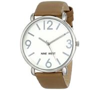 Nine West Women's Quartz Watch with Silver Dial Analogue Display and Brown PU Strap NW1607SVBN