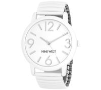 Nine West Women's Quartz Watch with White Dial Analogue Display and White Stainless Steel Bracelet NW1571WTWT