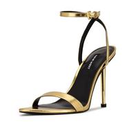 NINE WEST Women's Reina Heeled Sandal, Gold Metallic 710, 9.5 UK