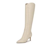 Nine West Women's Sirena Knee High Boot, Cream Leather 150, 6 UK