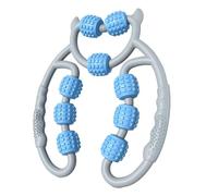 Nine Wheel Circular Leg Clamp,Multifunctional Ring Roller,Handheld Ring-Shaped Leg Clamp for Legs Neck Muscle Hand Arm Relaxer Muscle Relax Massager Indoor Sports Bodybuilding Equipment (Gray-Blue)