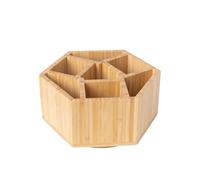 Ninebendstreams 360° Rotating Bamboo Desk Organizer, Pen Holder Multifunctional Office Art Supply Organizer for Colored Pencil, Crayon, Paint Brushes, Makeup Organizer