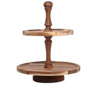 Ninebendstreams Acacia Wood 2 Tiered Serving Tray Cake Stand