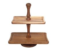 Ninebendstreams Acacia Wood 2 Tiered Serving Tray Cake Stand