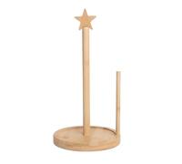 Ninebendstreams Wooden Paper Towel Holder Countertop Solid Bamboo Paper Towel Dispenser with Star Top and Anti Wood Skid Base for Kitchen Countertop Dining Table（Natural Bamboo）