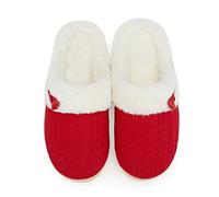 NineCiFun Women's Slip on Fuzzy Slippers Memory Foam House Slippers Outdoor Indoor Warm Plush Bedroom Shoes Scuff with Fur Lining(7-8 UK, Red)