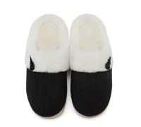 NineCiFun Women's Slip on Fuzzy Slippers Memory Foam House Slippers Outdoor Indoor Warm Plush Bedroom Shoes Scuff with Fur Lining(9-10UK, Black)