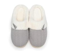 NineCiFun Women's Slip on Fuzzy Slippers Memory Foam House Slippers Outdoor Indoor Warm Plush Bedroom Shoes Scuff with Fur Lining(7-8 UK, Light Grey)