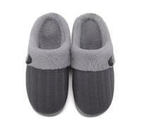 NineCiFun Women's Slip on Fuzzy Slippers Memory Foam House Slippers Outdoor Indoor Warm Plush Bedroom Shoes Scuff with Fur Lining(7-8UK, Grey)