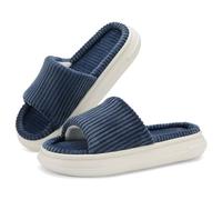 NineCiFun Women's Summer House Slippers Indoor and Outdoor Slip-On Home Bedroom Shoes Open Toe Memory Foam Slippers Wide Navy Size 9 10