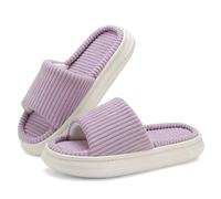 NineCiFun Women's Summer House Slippers Indoor and Outdoor Slip-On Home Bedroom Shoes Open Toe Memory Foam Slippers Wide Purple Size 5 6