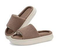 NineCiFun Women's Summer House Slippers Indoor and Outdoor Slip-On Home Bedroom Shoes Open Toe Memory Foam Slippers Wide Brown Size 5 6