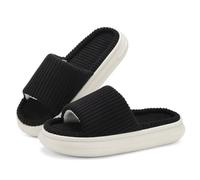 NineCiFun Women's Summer House Slippers Indoor and Outdoor Slip-On Home Bedroom Shoes Open Toe Memory Foam Slippers Wide Black Size 9 10