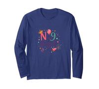 Ninederful: Whimsical 9th Birthday Celebration Long Sleeve T-Shirt, Adult Unisex, Navy, S