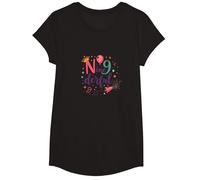 Ninederful: Whimsical 9th Birthday Celebration T-Shirt, Girls, Black, Medium