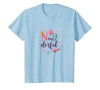Ninederful: Whimsical 9th Birthday Celebration T-Shirt, Kids, Baby Blue, 4 Years