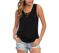 Ninee Women's Sleeveless Criss Cross Casual Tank Tops Basic Blouse, 01 black, M