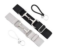 NINEFOX 1.5 Inch Elastic Equestrian Belt with Bit Buckle and Leather Key Strap for Horse Riding Enthusiasts, Black, Grey, 41.34x1.5inch