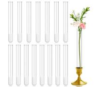 Ninehaoou 15 Pack 7.9" Glass Bud Vase Taper Candle Holder's Bud Vase for Flower Candlestick Sizes from 22mm to 27mm Adjustable Designed Specially for Taper Candle Holder for Tablescapes, Wedding Decor