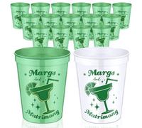 Ninehaoou 16 Pack Margs and Matrimony Bachelorette Party Cups Bachelorette Party Supplies 16oz Reusable Cowgirl Cups Bridal Shower Favors