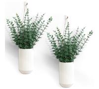 Ninehaoou 2 Pcs 5.9 Inch White Ceramic Wall Planter Modern Home | Hanging Vase for Living Bedroom Bathroom Minimalist Indoor Ceramic Hanging Flower Vase for Dried Flowers Faux Greenery Plants