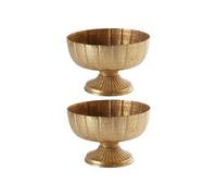 Ninehaoou 2 Pcs Distressed Gold Compote Vase for Centerpieces Compote Bowl 8'' Wide Vintage Decorative Antique Urn Planter Vase for Wedding Event Anniversary Party Indoor Outdoor Activity