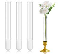 Ninehaoou 3 Pack 7.9" Glass Bud Vase Taper Candle Holder's Bud Vase for Flower Candlestick Sizes from 22mm to 27mm Adjustable Designed Specially for Taper Candle Holder for Tablescapes, Wedding Decor