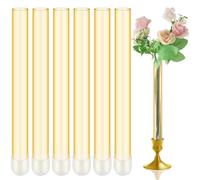 Ninehaoou 6 Pack 7.9" Bud Vase Amber Taper Candle Holder's Bud Vase for Candlestick Sizes from 22mm to 27mm Adjustable Designed Specially for Taper Candle Holder for Tablescapes, Wedding Decorations