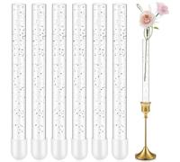 Ninehaoou 6 Pack 7.9" Bud Vase Silver Powder Glitter Style Fit from 22mm to 27mm Desighed Specially for Taper Candle Holder Bud Vase for Tablescapes, Centerpieces, Weddings and Home Decoration