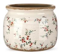Ninehaoou 7.7" Large Ceramic Plant Pot Beige Red Cottage Rose Crackle Glaze Rustic Flowers Pot Decorative Planter with Drainage for Indoor Outdoor Plants Home Kitchen Office Decor Gift