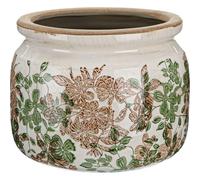 Ninehaoou 7.7" Large Ceramic Plant Pot Pink Green Vintage Hibiscus Crackle Glaze Rustic Flowers Pot Decorative Planter with Drainage for Indoor Outdoor Plants Home Kitchen Office Decor Gift