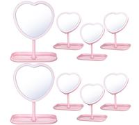 Ninehaoou 8 Pcs Spa Party Supplies 8 Heart Shaped Mirror Spa Party Mirror for Girls Sleepover Party Favors Makeup Mirror for Spa Party Sleepover Party Slumber Birthday Party Favor