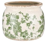 Ninehaoou Vintage Planter Large Ceramic Plants Pot Beige Green Vintage Floral Ice Crack Cottage Scroll Vase Flower Vase Pot Indoor Plants Home Kitchen Decor Farmhouse Antique Decorative Gifts