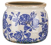 Ninehaoou Vintage Planter Large Ceramic Plants Pot Blue Beige Rose Crack Cottage Scroll Vase Flower Vase Pot Indoor Plants Home Decor Farmhouse Antique Decorative Gifts