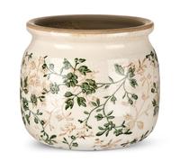 Ninehaoou Vintage Planter Large Ceramic Plants Pot Green Pink Pastoral Floral Ice Crack Cottage Scroll Vase Flower Vase Pot Indoor Plants Home Kitchen Decor Farmhouse Antique Decorative Gifts