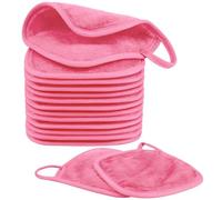 Nineigh 15 Pack Microfibre Face Cloth, 15 x 15 cm Makeup Remover Cloth Reusable Face Cloths for Cleansing, Ultra Soft Makeup Remover Pads for Daily Travel Cosmetic Erase, Pink