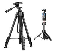 Nineigh 75'' Camera Phone Tripod Lightweight DSLR Camera Stand with 3 Way Pan Head & 25.6'' Selfie Stick Tripod Compatible with Gopro DJI Osmo Pocket for Travel Video Photography YouTube Vlog