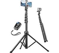 Nineigh Phone Tripod Stand, 71'' Extendable Selfie Stick Tripod for iPhone, Lightweight Mobile Phone stand for Filming with Remote, Compatible with Samsung Huawei Small Camera