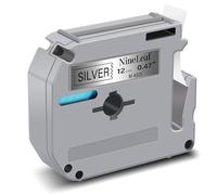 NineLeaf 1 Pack Compatible for Brother P-Touch M-K931s M-K931 MK931 M-931 M931 12mm 0.47'' 1/2 inch 8m Non Laminated Black on Silver Label Tape Cassette for Ptouch PT-85 80SCCP 90 Label Maker