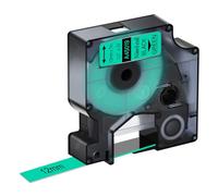 NineLeaf 1 Pack Compatible with Dymo D1 Label Tape 45019 S0720590 A45019 Black on Green 12mm x 7m for Dymo Label Maker Refills for Dymo LabelManager 160 280 210D 260P 360D Label Maker