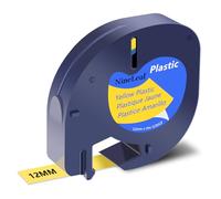 NineLeaf 1 Pack Compatible with Dymo LetraTag Label Maker Tape Refills 91202 91332 S0721620 12mm x 4m Black on Yellow Plastic Label Tapes for Dymo Letratag Label Printers LT100H LT100T Plus 200B 2000
