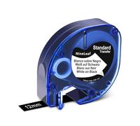 NineLeaf 1 Pack Compatible with Dymo LetraTag Label Maker Tape Refills 913318 A913318 12mm x 4m White on Black Plastic Label Tapes for Dymo Letratag Label Printers LT100H LT100T Plus 200B QX50 XR XM