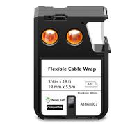 NineLeaf 1 Pack Compatible with DYMO XTL Label Maker Tape 1868807 A1868807 Black on White 19mm x 5.5m Self-Adhesive Flexible Nylon Cable Wrap Labels for DYMO XTL-300 XTL-500 Label Printer