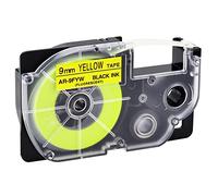 NineLeaf 1 Pack Replacement for Casio EZ XR9FYW XR-9FYW AR-9FYW XR-9FYW2S 9mm 0.35'' 3/8 inch Black on Fluorescent Yellow Label Tape for KL750 KL750B KL750BA KL750KITCH KL780 KL8100 Label Maker